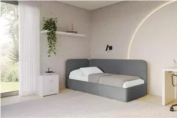ALTDECOR Elsy Jugendbett mit Bettkasten, 90x200cm, dunkelgrau (800001941201)