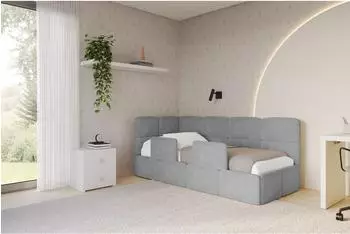 ALTDECOR KIVY Jugendbett mit Bettkasten und Lattenrost, 90x200cm, grau (800001932046)