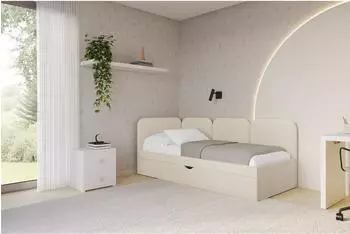 ALTDECOR Alvy Jugendbett mit Bettkasten und Lattenrost, beige, 80x200cm