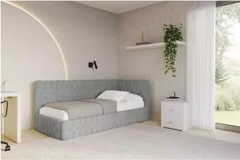 ALTDECOR MULY Jugendbett mit Bettkasten und Matratze, 90x200cm, grau (800001941972)