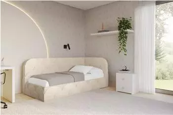 ALTDECOR ELRY Jugendbett mit Bettkasten und Lattenrost, Cord, beige, 80x200cm (800001941606)