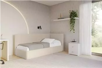 ALTDECOR TULY Jugendbett mit Bettkasten und Lattenrost, 90x200cm, dunkelbeige (800001941503)