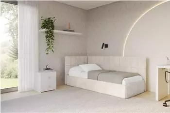 ALTDECOR TULY Jugendbett mit Bettkasten, Polsterbett 100x200, beige (800001939368)