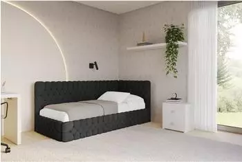 ALTDECOR MULY Jugendbett mit Bettkasten, 100x200cm, schwarz (800001941928)