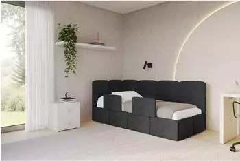 ALTDECOR KIVY Jugendbett mit Bettkasten, 80x200cm, schwarz (800001932088)