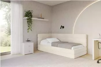 ALTDECOR BEMY Jugendbett mit Bettkasten und Matratze, beige, 90x200cm (800001942242)