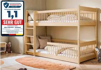 Kids Collective Etagenbett Kinder Massivholz Kiefer, umbaubar, 90x190cm