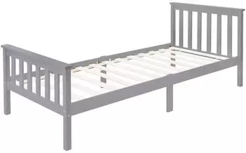 ML-Design Holzbett Einzelbett 90x200cm, Kiefer massiv, hellgrau, mit Lattenrost
