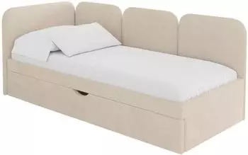 ALTDECOR Alvy Jugendbett mit Bettkasten, Polsterbett 90x200cm, beige