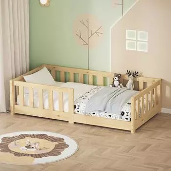 ML-Design Kinderbett mit Lattenrost & Rausfallschutz, Kiefernholz, 70x140cm (490018019)