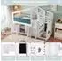 OKWISH Hochbett 90x200 mit Stauraumschrank und Spielbereich, weiß