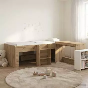 vidaXL Hochbett mit Schreibtisch f&uuml;r Kinder, 2 Stk., Artisan-Eiche