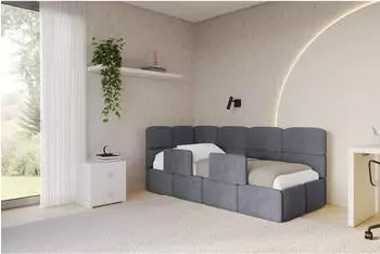 ALTDECOR KIVY Jugendbett mit Bettkasten, 90x200cm, dunkelgrau
