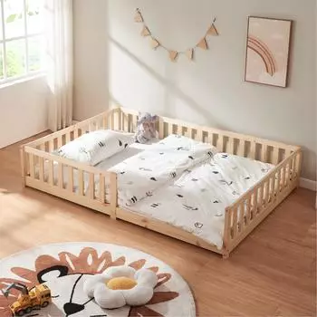 en.casa Tanna Kinderbett Montessori 140x200cm, Kiefernholz natur