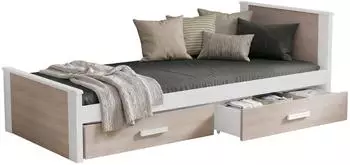 Mirjan24 Jugendbett Aldo mit 2 Schubladen, 90x200cm, wei&szlig;/Sonoma Eiche