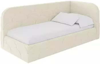 ALTDECOR ELRY Jugendbett mit Bettkasten, Bouclé, beige, 100x200cm