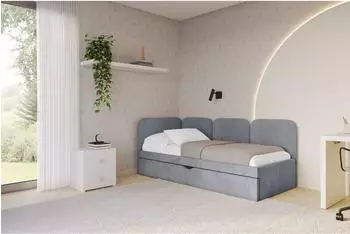 ALTDECOR Alvy Jugendbett mit Bettkasten, 80x200cm, grau (800001940919)