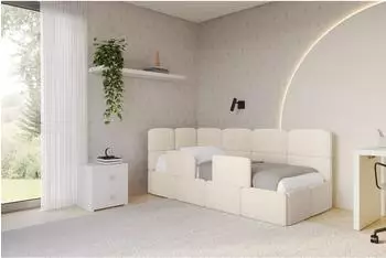 ALTDECOR KIVY Jugendbett mit Bettkasten, 80x200cm, beige (800001932096)