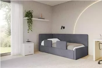 ALTDECOR Nory Jugendbett mit Bettkasten, 90x200cm, dunkelgrau (Casablanca 2315)