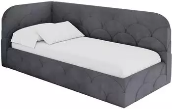 ALTDECOR ELRY Jugendbett mit Bettkasten, Velours, dunkelgrau, 90x200cm (800001942444)