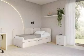 ALTDECOR Alvy Jugendbett mit Bettkasten, 100x200cm, beige (800001940799)