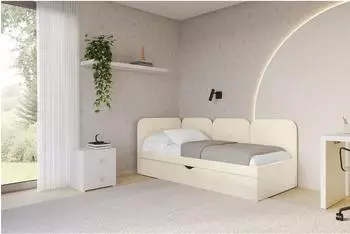 ALTDECOR Alvy Jugendbett mit Bettkasten und Matratze, 80x200cm, beige (800001940976)