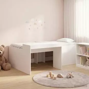 vidaXL Hochbett mit Schreibtisch für Kinder, weiß, 80x200cm (3422643)