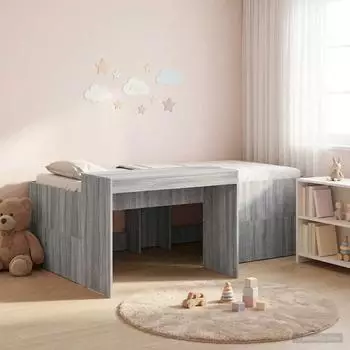 vidaXL Hochbett mit Schreibtisch, Kinder, grau Sonoma, 90x200cm (3422656)