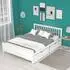 OKWISH Doppelbett 140x200cm Kiefer/MDF weiß mit 2 Schubladen (800001355697)