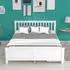 OKWISH Doppelbett 140x200cm Kiefer/MDF weiß mit 2 Schubladen (800001355697)