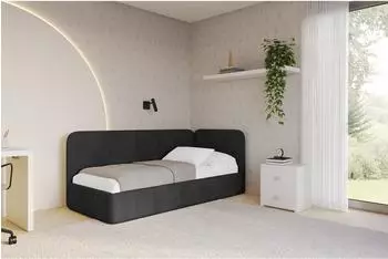 ALTDECOR ELSY Jugendbett mit Bettkasten, 90x200cm, schwarz (800001942372)