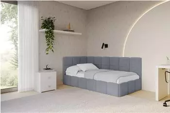 ALTDECOR LIVY Jugendbett mit Bettkasten, 100x200cm, grau (800001954853)