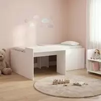 vidaXL Hochbett mit Schreibtisch f&uuml;r Kinder Wei&szlig; 90 x 200 cm