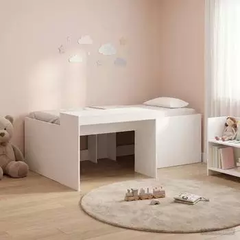 vidaXL Hochbett mit Schreibtisch für Kinder, weiß, 90x200cm (3422651)
