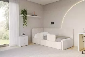 ALTDECOR NORY Jugendbett mit Bettkasten, 80x200cm, beige (800001939389)