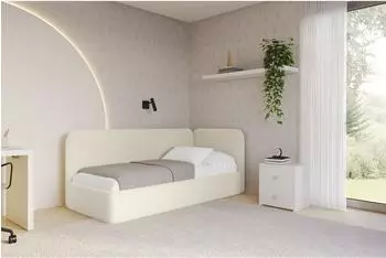 ALTDECOR Elsy Jugendbett mit Bettkasten, Polster, beige, 80x200cm (800001941118)