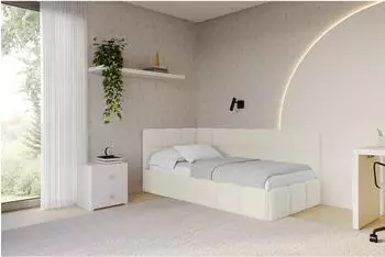 ALTDECOR LIVY Jugendbett mit Bettkasten, Polsterbett 100x200cm, beige (800001954846)