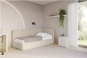 ALTDECOR Vely Jugendbett mit Bettkasten 90x200cm, dunkelbeige (800001939021)