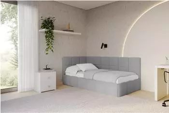 ALTDECOR LIVY Jugendbett mit Bettkasten 90x200, grau (Monolith 84) (800001954724)