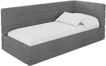 ALTDECOR BEMY Jugendbett mit Bettkasten und Matratze, 100x200cm, dunkelgrau