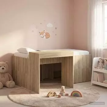 vidaXL Hochbett mit Schreibtisch 80x160cm Sonoma-Eiche (3422669)