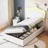 Stilvora Kinderbett 90x200 Polsterbett mit LED und hydraulischem Stauraum (KABOKM7RBUV)