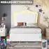 Stilvora Kinderbett 90x200 Polsterbett mit LED und hydraulischem Stauraum (KABOKM7RBUV)