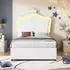 Stilvora Kinderbett 90x200 Polsterbett mit LED und hydraulischem Stauraum (KABOKM7RBUV)