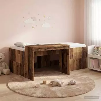 vidaXL Hochbett mit Schreibtisch für Kinder, Altholz, 90x200cm (3422657)