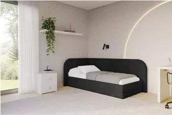 ALTDECOR JAXY Jugendbett mit Bettkasten, 80x200cm, schwarz (800001941670)