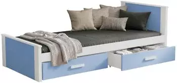 Mirjan24 Jugendbett 80x180cm, Kiefer, 2 Schubladen, wei&szlig;/blau (800001997675)