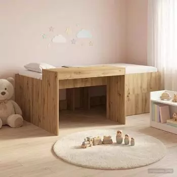 vidaXL Hochbett mit Schreibtisch, Kinder, Artisan-Eiche, 90x200cm (3422658)