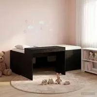 vidaXL Hochbett mit Schreibtisch f&uuml;r Kinder Schwarz 90 x 200 cm