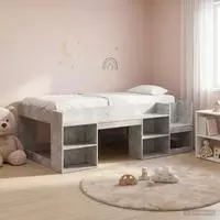 vidaXL Kinderbettgestell mit Stauraum Betongrau 90 x 200 cm
